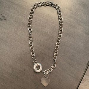 Vintage Heart Tag Toggle Necklace